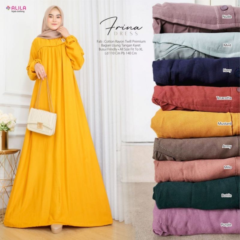 FRINA DRESS MAXI LD 110 KATUN RAYON TWILL PREMIUM POLOS BY ALILA