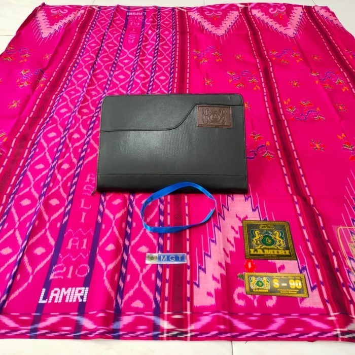 sarung bhs dan  lamiri murah sarung lamiri Full sutra motif kotak - pink