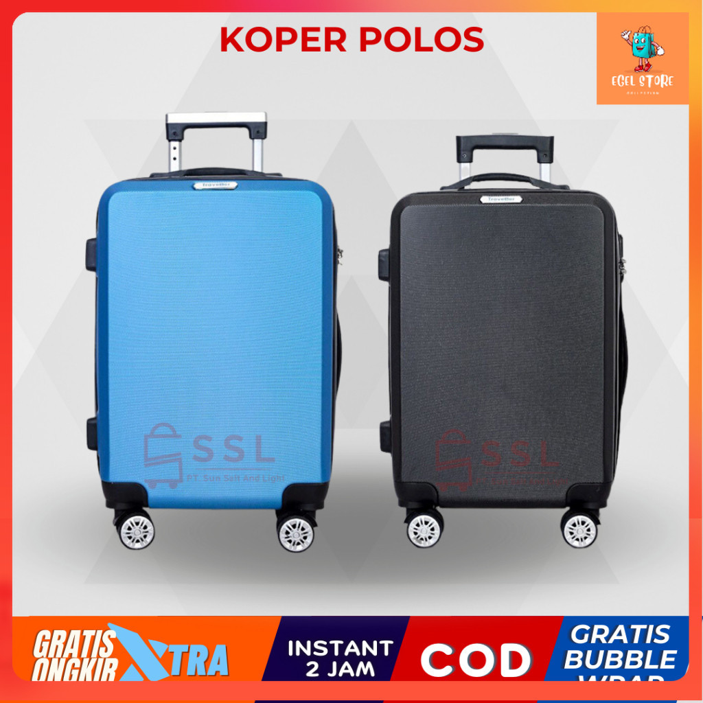 Koper Termurah Terbaru / KOPER FIBER ABS/HARDCASE POLOS SIZE 16/20/24 INCH RODA PUTAR KUNCI 3 KOMBIN
