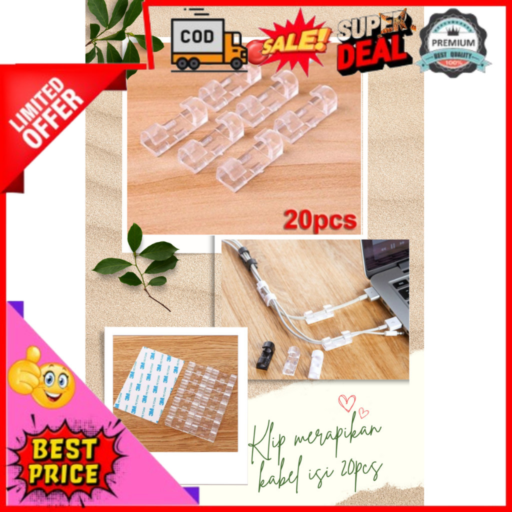 Perlengkapan Rumah Cable Klip Kabel Tempel Dinding / Klem Kable Tempel Dinding / Penempel Kabel Dind
