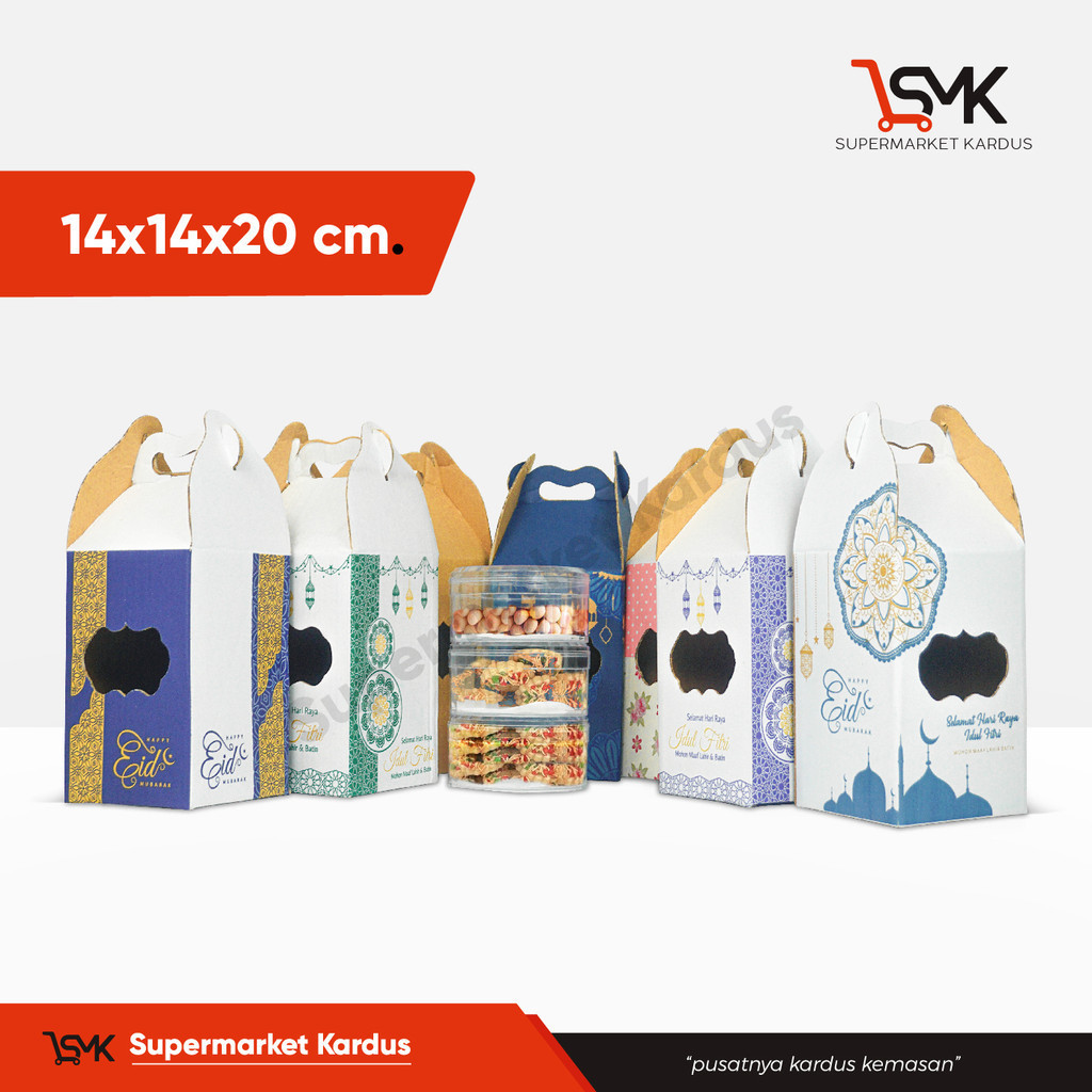 

Box 14X14X20 cm Jinjing (KUKER 500gr isi 3 Toples Bulat) Kardus/karton/kemasan/Kue Kering isi 3/kuker isi 3/idul fitri/Iedmubarak/hampers/parcell/parcel/tinggi20