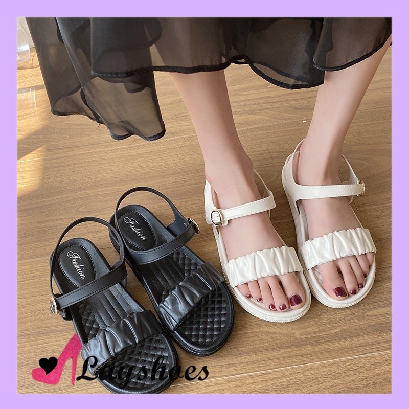 LAYSHOES SEPATU AESTHETIC KOREA IMPORT FD Sandal Flat Wanita Sendal Tali Kasual Vintage DI-179