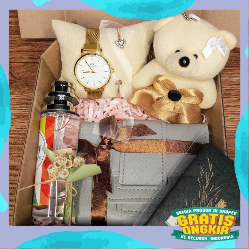 

Hampers ulang tahun kado cewek hadiah wanita murah GiftBox/ kuning coklat abu ungu sage