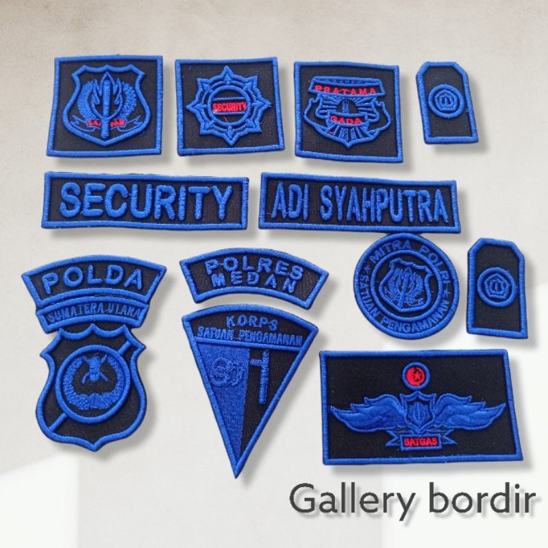 bordir satpam warna biru timbul