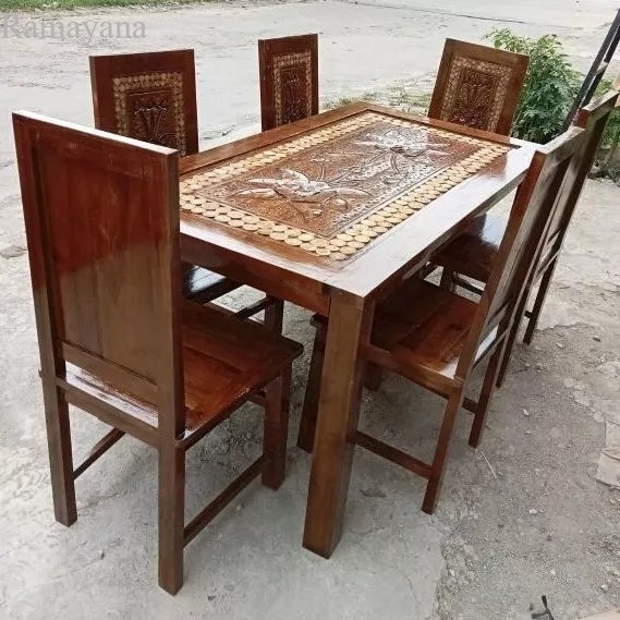 

Meja Makan Kayu Jati Ukir Flamboyan 6 Kursi (Promo Harga) Murah