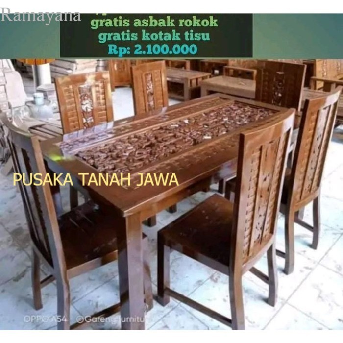 

meja makan kayu jati ukir ukiran 6 kursi mewah Antik Termurah Murah