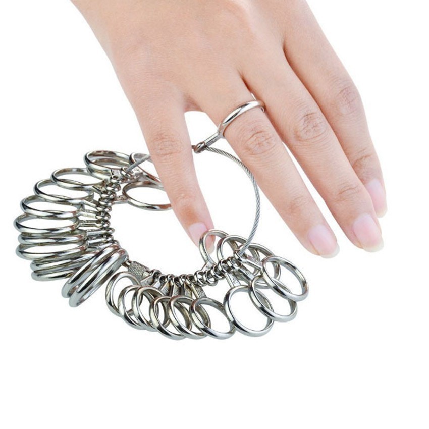 0-13(27pcs) logam Alat Ukur Cincin wanita pria set alat pengukur Gauge Perhiasan Ring Sizer alat