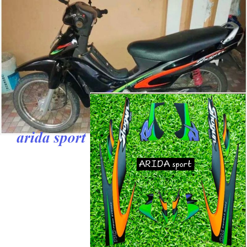 Striping stiker Suzuki Shogun R 110 hitam tahun 2000 2001 motif original