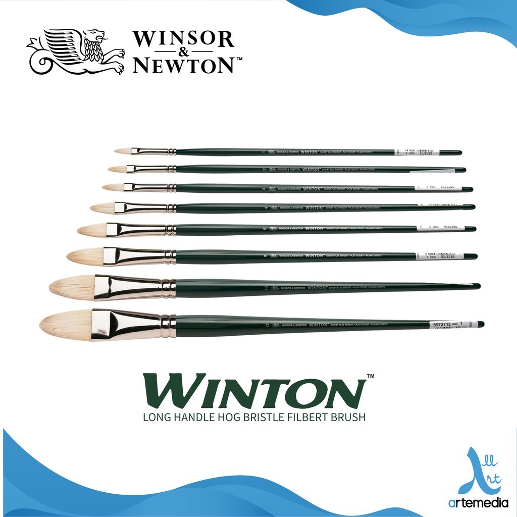 

Winsor & Newton Winton Filbert Hog Bristle Brush Long Handle Kuas Lukis