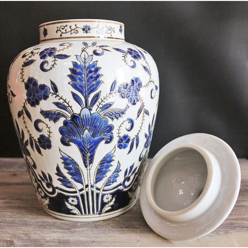 Vas Bunga Guci Jar Bunga Biru Putih China Chinoiserie Dekorasi Imlek