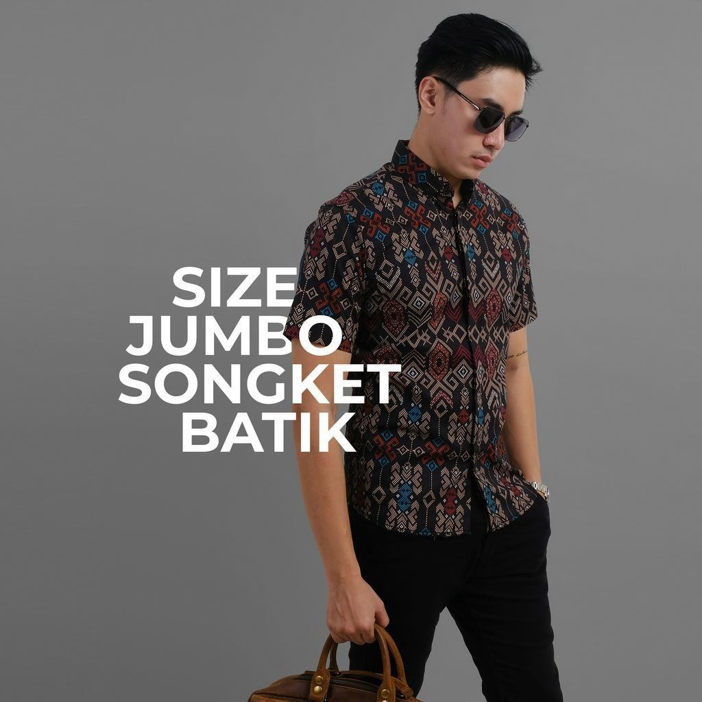Fashion Kemeja Batik Pria Lengan Pendek Jumbo batik jumbo batik pria jumbo batik big size 030