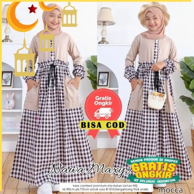 TERBARU  Nawa Maxy Kids / Baju Syari Anak Perempuan Terbaru 2022 / gamis terbaru 2022 modern lebaran