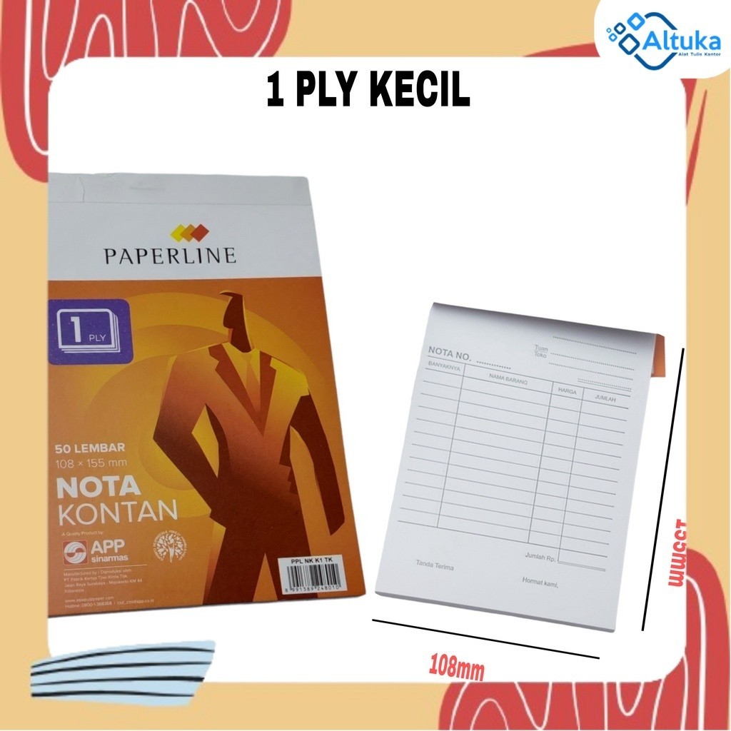 

Buku Nota Kontan Paperline Kecil 1 Ply NCR / Nota Kontan 1 Rangkap Kecil