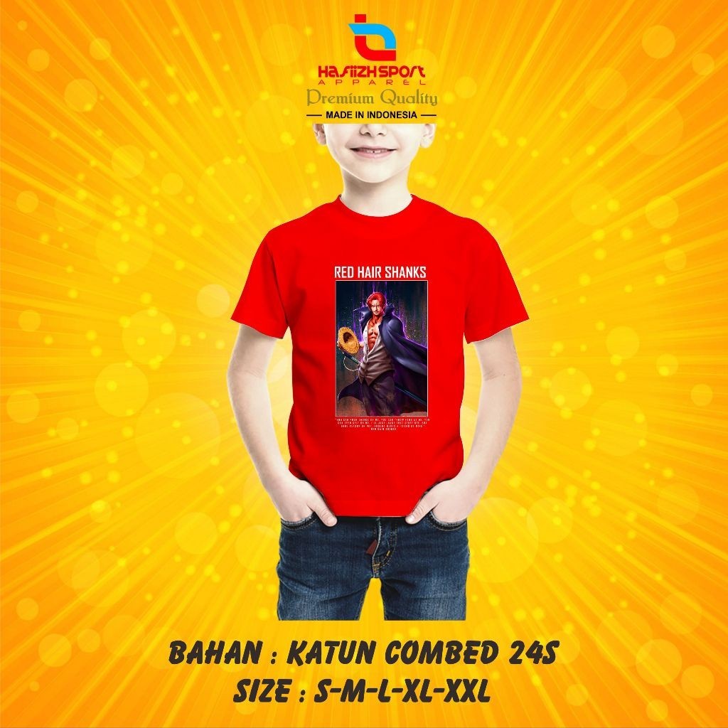 KAOS BAJU ANAK ANIME SHANKS ONE PIECE PREMIUM