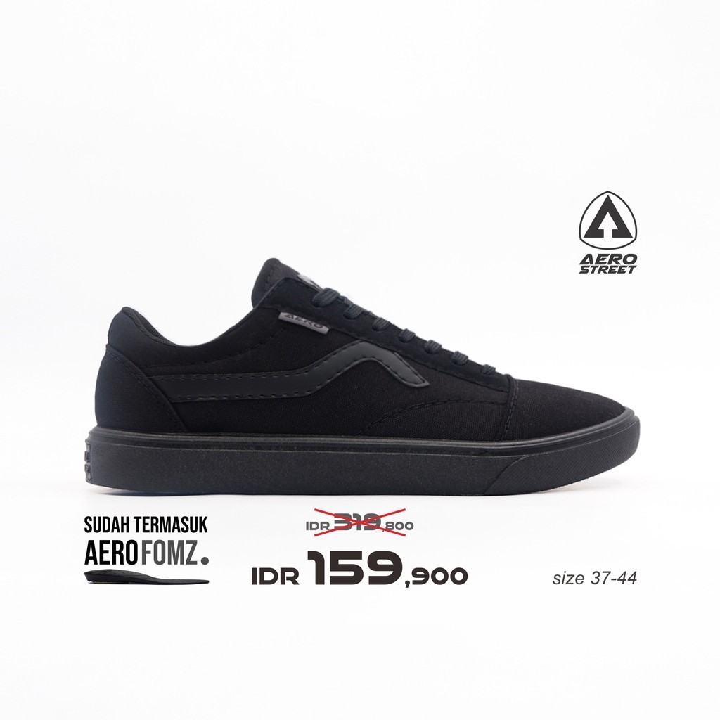 Aerostreet 37-44 Massive Low All Black - Sepatu Sneakers Casual