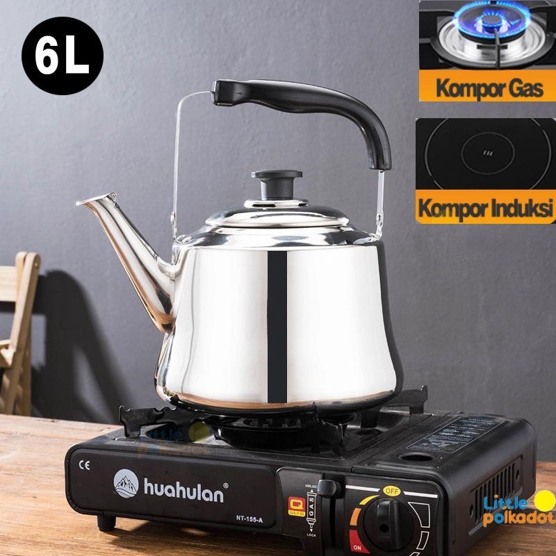 5 Liter Teko Siul Full Stainless Steel Teko Whistle Kettle Masak Air Teko Kopi Teh Air Panas Besar P
