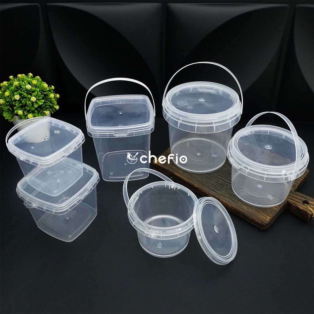 Ember Dessert Minuman Cup Ice Cream Toples Bucket Jar Handle Plastik