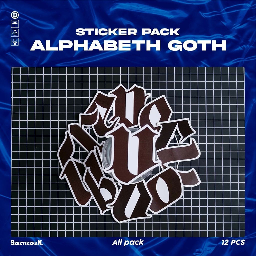 

COD✨ Sesetikeran Stiker Pack Alphabet Gothic Colorfull Keren Untuk Koper Laptop Skateboard