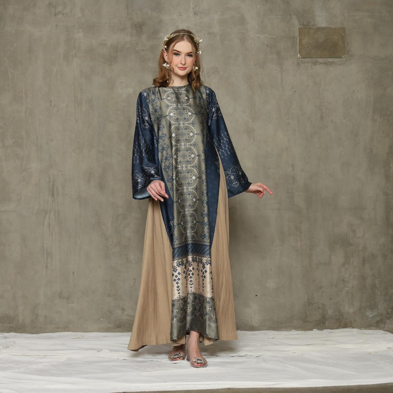 New Pakaian wanita dress kaftan gamis batik viscose lebaran 2024 pesta kondangan premium
