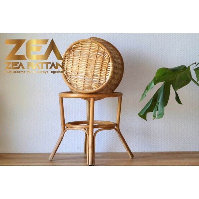 RB Standing Pot Bunga Rotan Alami Minimalis