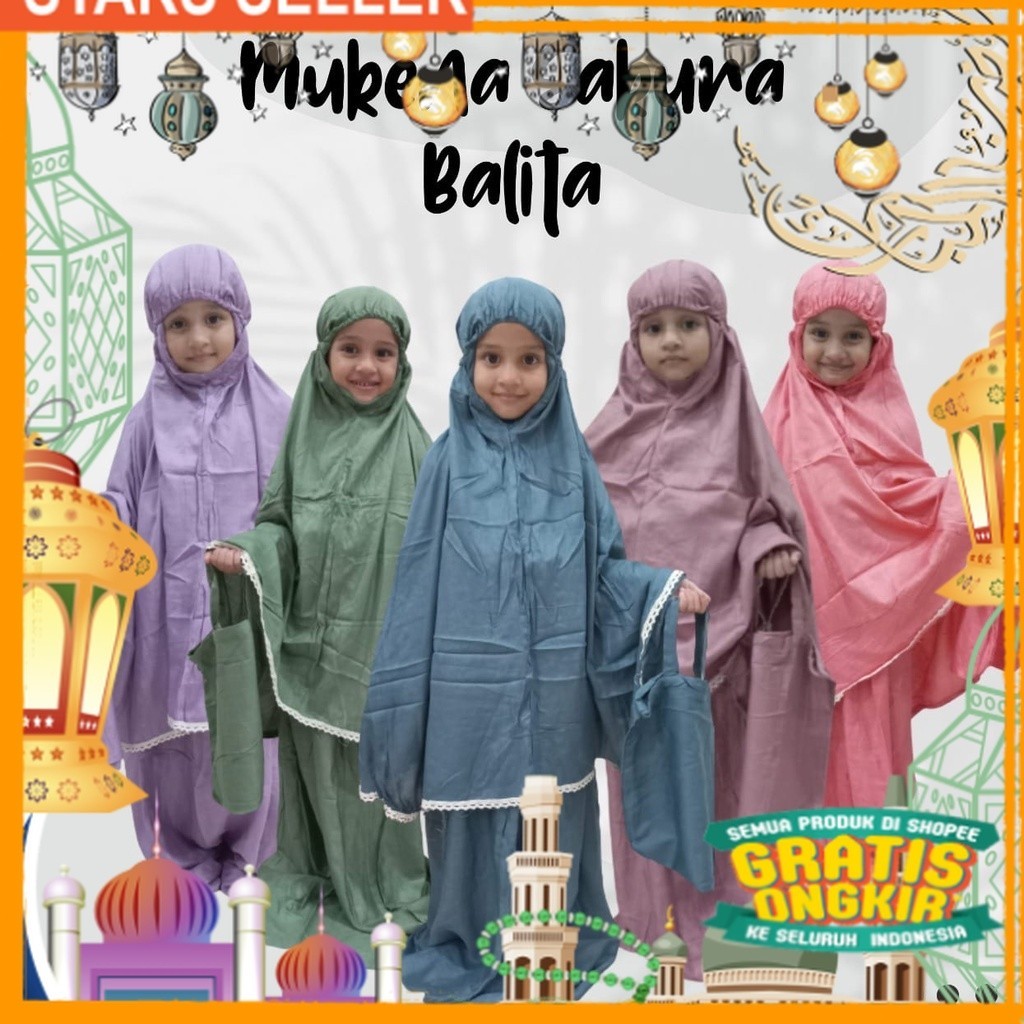mukena anak mukena balita mukena polos renda anak size 4-8 tahun/ Pink Dusty Fanta Merah muda