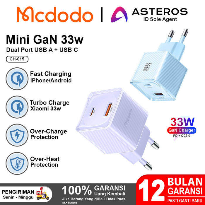 MCDODO Kepala Charger GAN Turbo Charge, VOOC Charge 33w 45w 65w CH-415 - CH-0921 GaN 33W