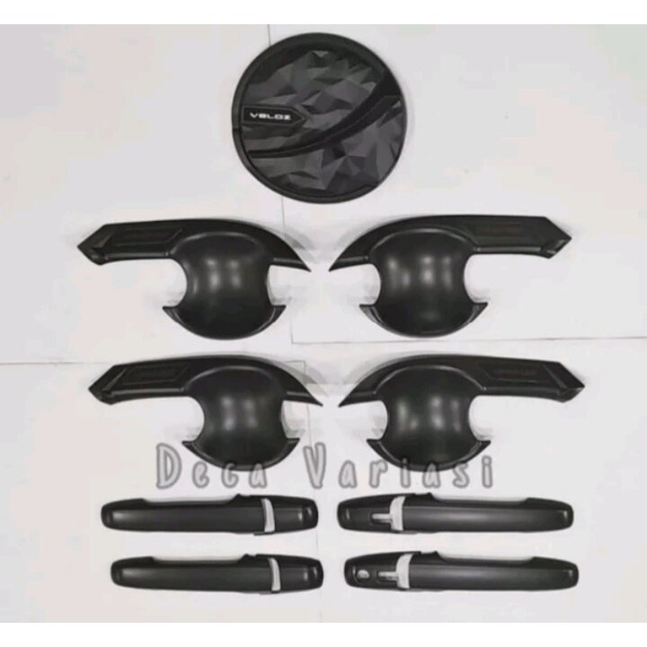 Paket Outer Handle Pintu Tank Cover Tutup Bensin Mobil Toyota Avanza Veloz 2012-2016 Warna Hitam Dof