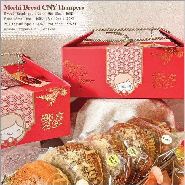 

NEW | CNY Hampers / Imlek Parcel - Mochi Floss Bread 10 pcs Mix all rasa - Box isi 6pcs, Sweet+Floss/Mix