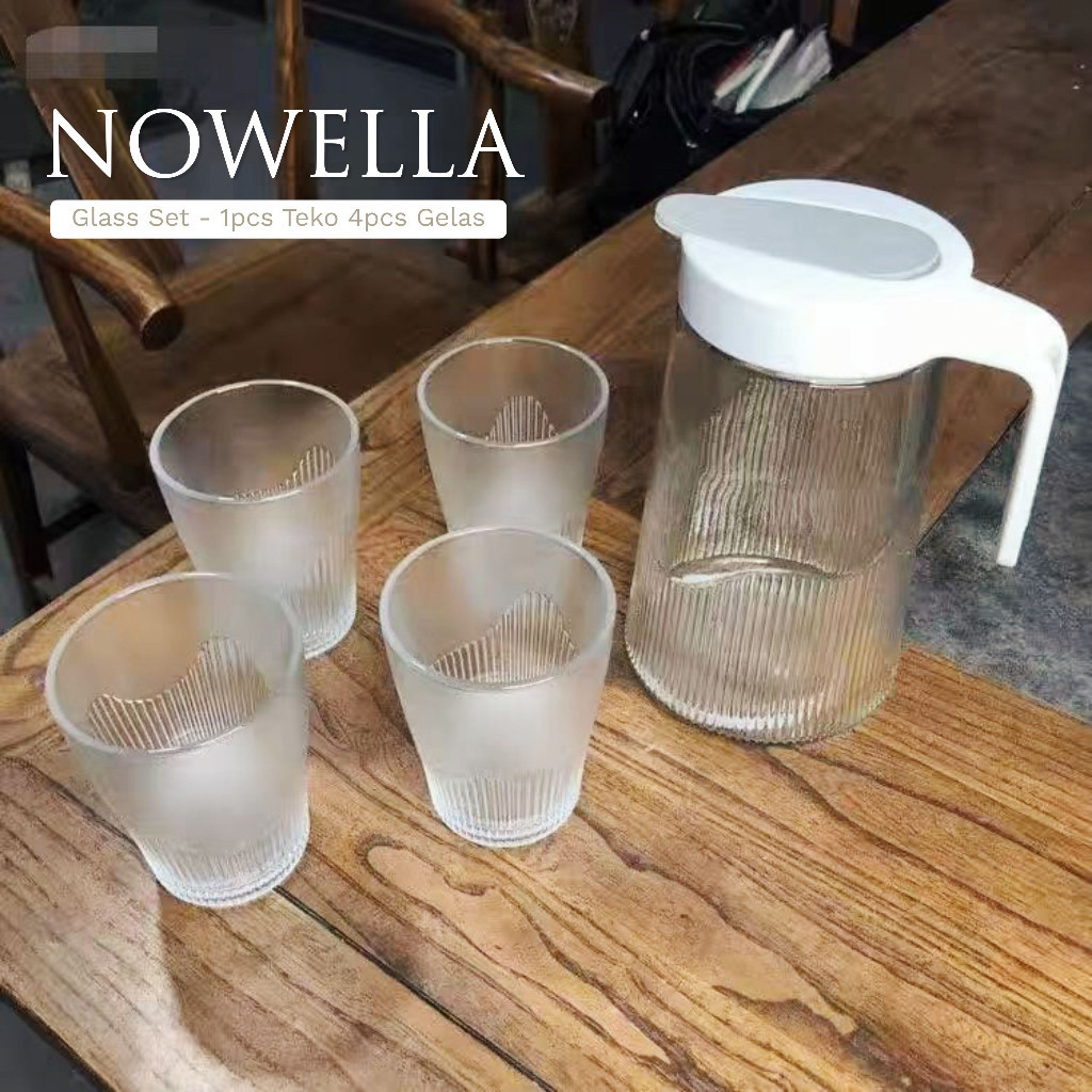 Set Teko dan gelas lebaran hampers Cool Kettle Set with 4 Glass / Tranparant Jug / Modern Pitcher / 