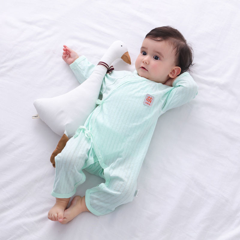 Newborn jumpsuit, summer thin men's pajamas, women's pajamas, newborn baby pure cotton, air-conditio
