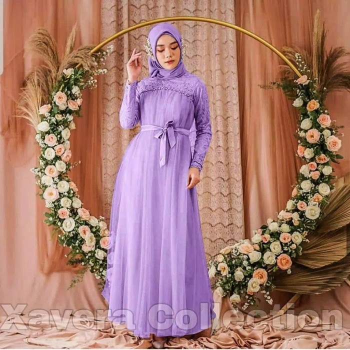 promosi toko Baju Busana Muslim Gamis Pesta Maxi Dress Mikayla Lilac Terbaru