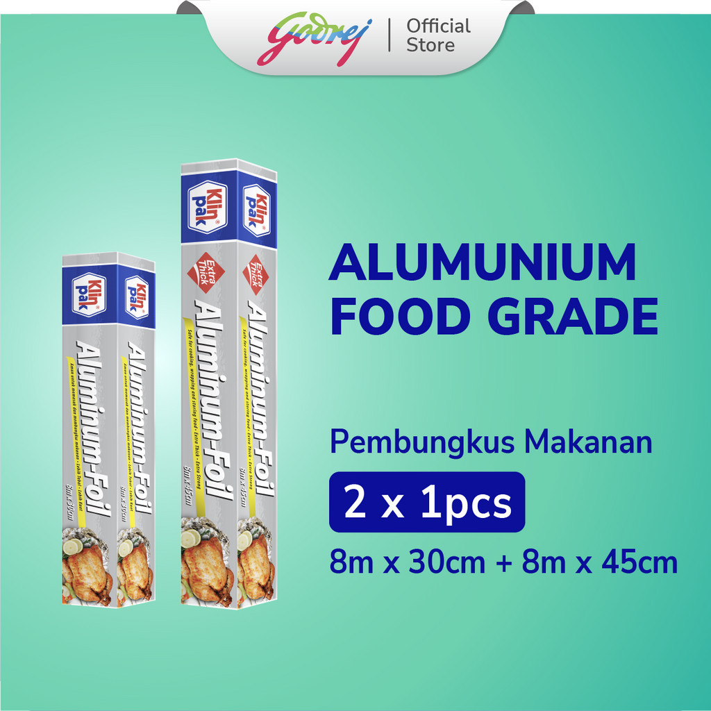 Klinpak Aluminium Foil Box 8m x 45cm + 8 m x 30 cm - Aluminium Foil