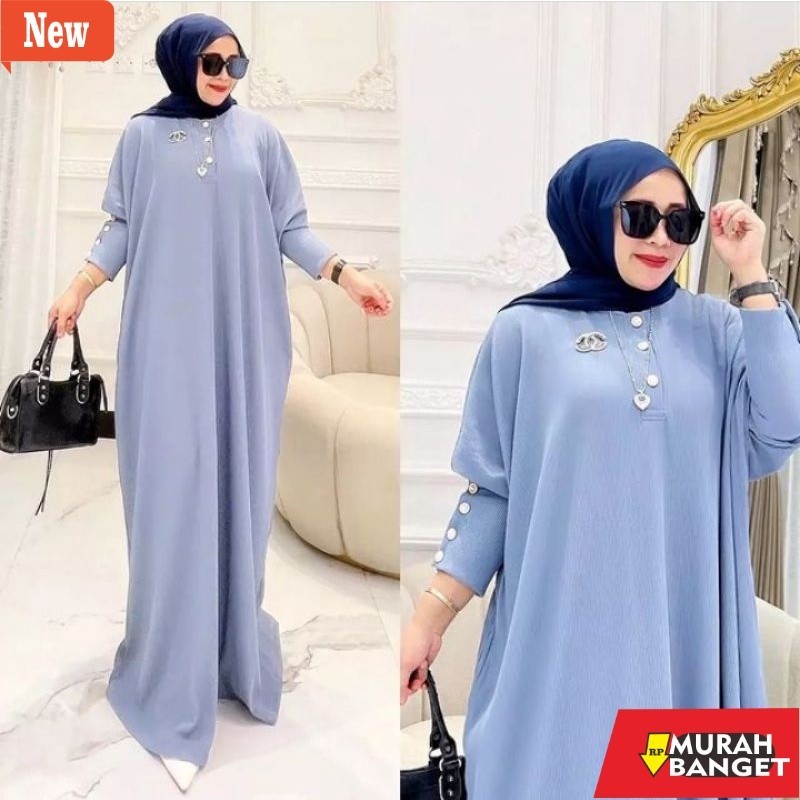BAJU TIMUR TENGAH WANITA UNTUK LEBARAN- Arabian Kaftan Knit Matt Kaos Rip Knit Gamis Turkey Jumbo Ov