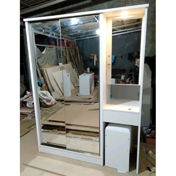 

PROMO SPESIAL Lemari Pakaian Sliding 2 Pintu Full Cermin Dengan Meja Rias