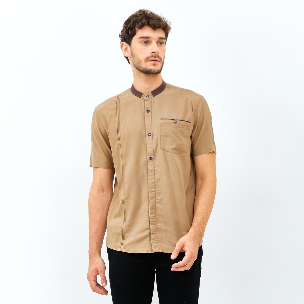 EMBA JEANS - Kemeja Koko Pria Lengan Pendek Polos Material Katun - Astennu Two