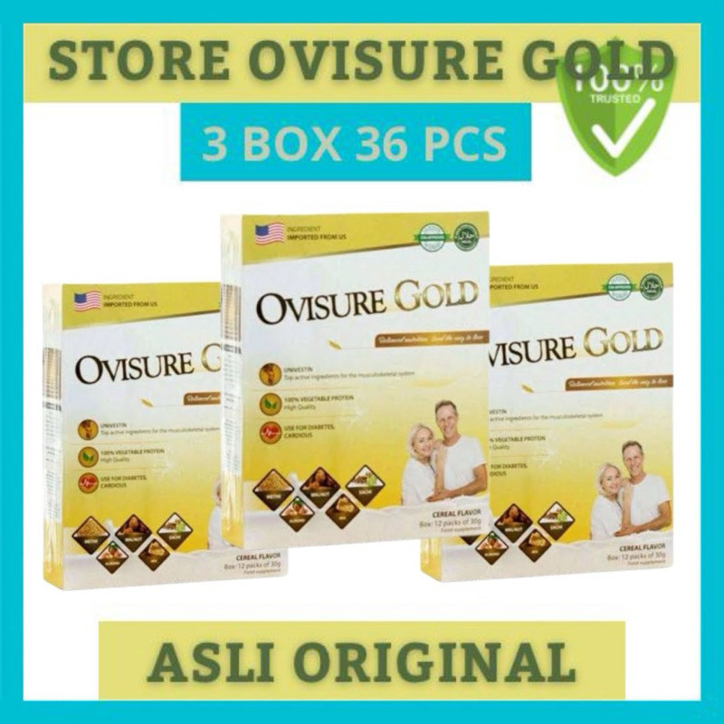 

3 BOX OVISURE GOLD SUSU OBAT VITAMIN TULANG DAN SENDI SYARAF KEJEPIT KERAM ORIGINAL AS 100% ORIGINAL