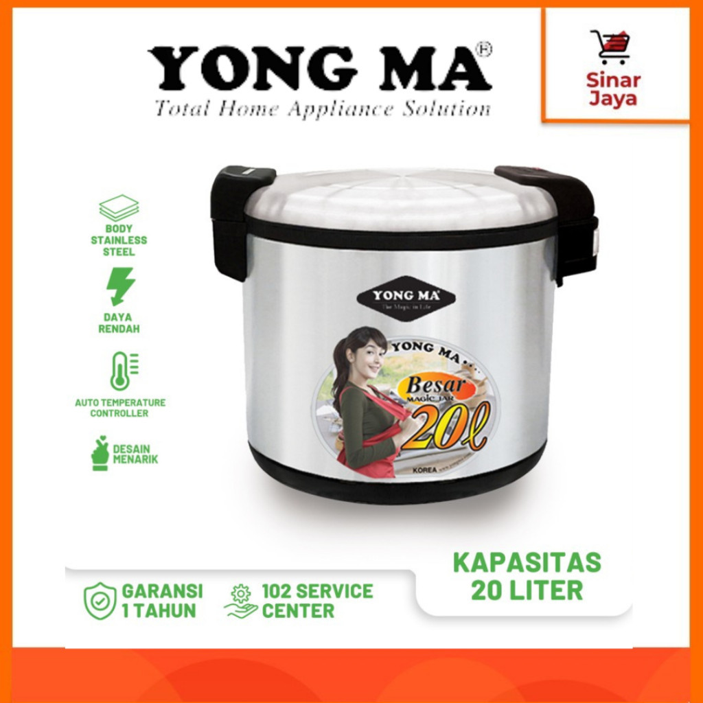 YONG MA SMJ-5019 Jumbo Magic Jar / Penghangat Nasi 20 Liter (Stainless Steel)