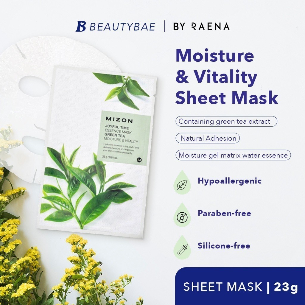 MIZON Sheet Mask Korea - Green Tea | Moisture &amp; Vitality | Masker untuk Vitalitas Kulit