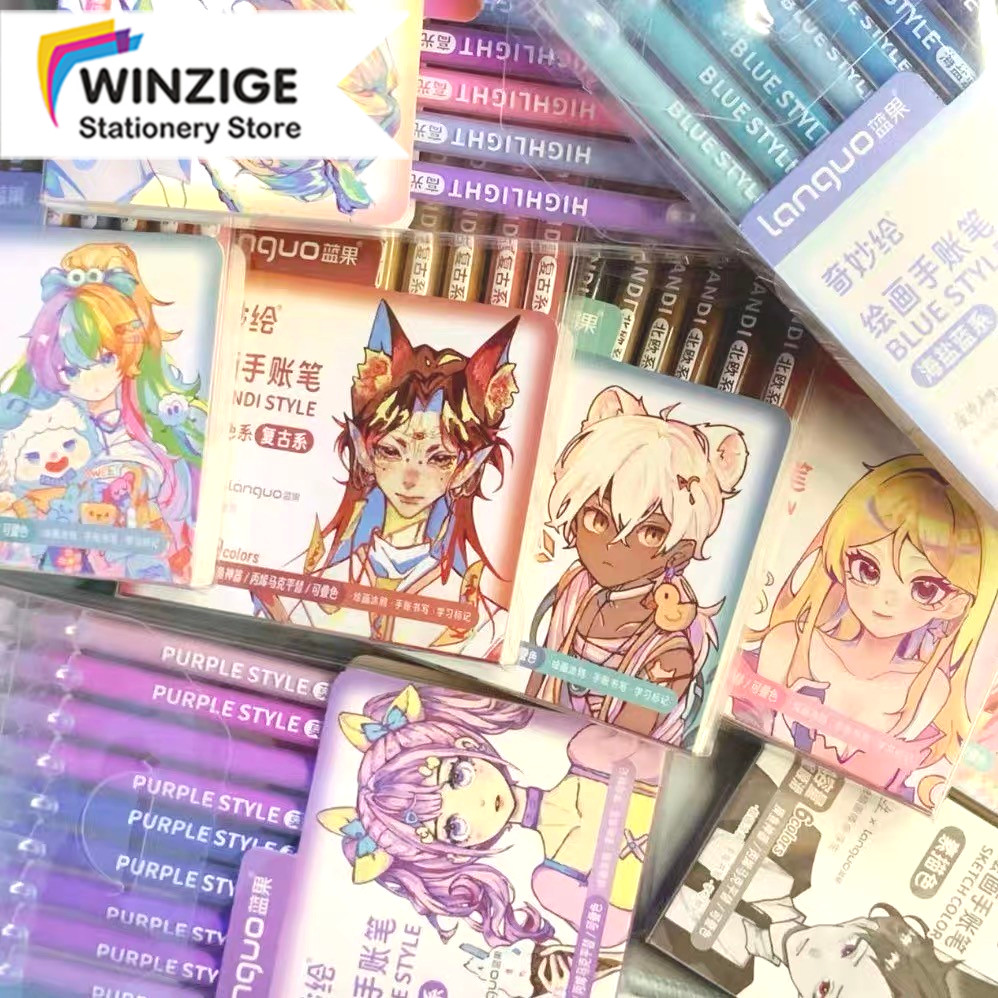 WINZIGE Pena Warna Warni 1 Set / Pulpen Morandi / Color Gel Pen / Pulpen Tinta Warna Warni / Pulpen 