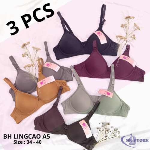 3 PCS Bh Lingcao Original | Bra Push Up Bh Busa Tanpa Kawat Lingcao A5 | Bra Wanita Lingcao Murah