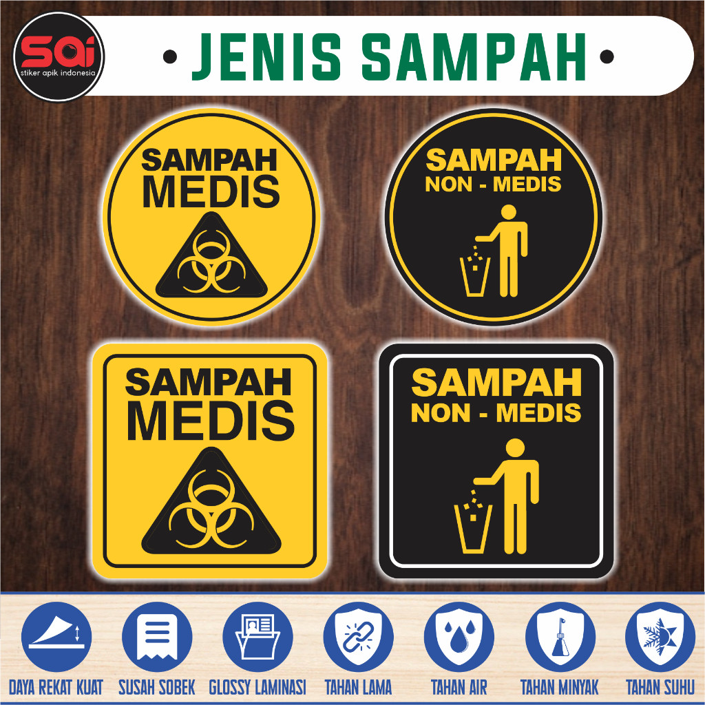 

stiker vinyl anti air SAMPAH MEDIS & NON MEDIS laminasi glossy