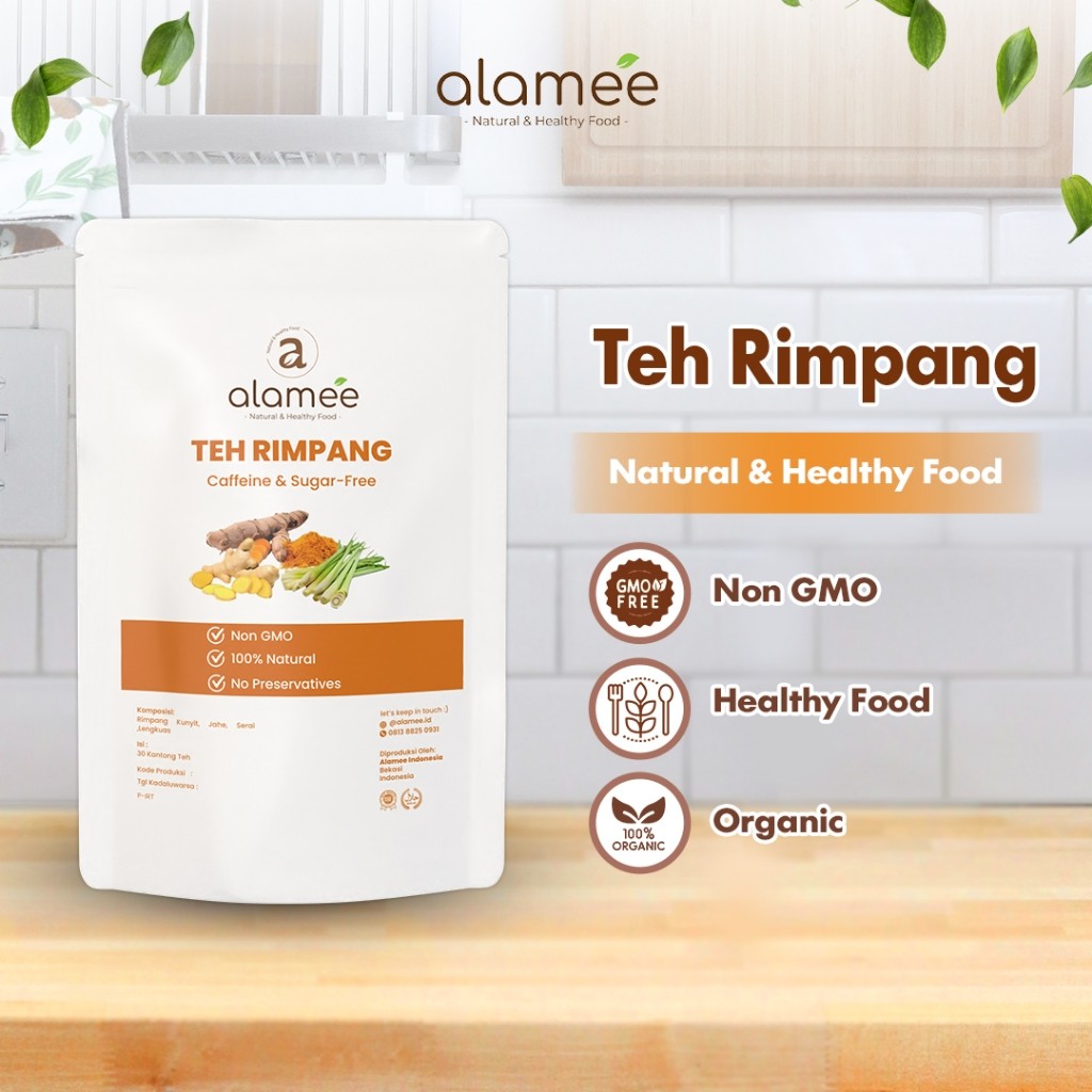 

ALAMEE Teh Rimpang Kunyit Jahe Sereh Lengkuas Teh Celup Rempah Minuman Herbal Asli Alami Isi 30