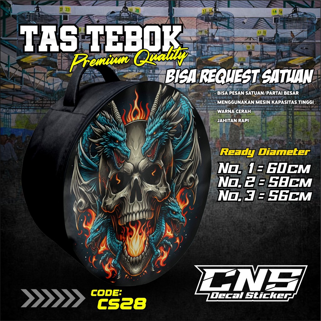 Tas Tebok Murai Motif tengkorak Ransel Gendong Jinjing Bawa Tebok Sangkar Murai printing