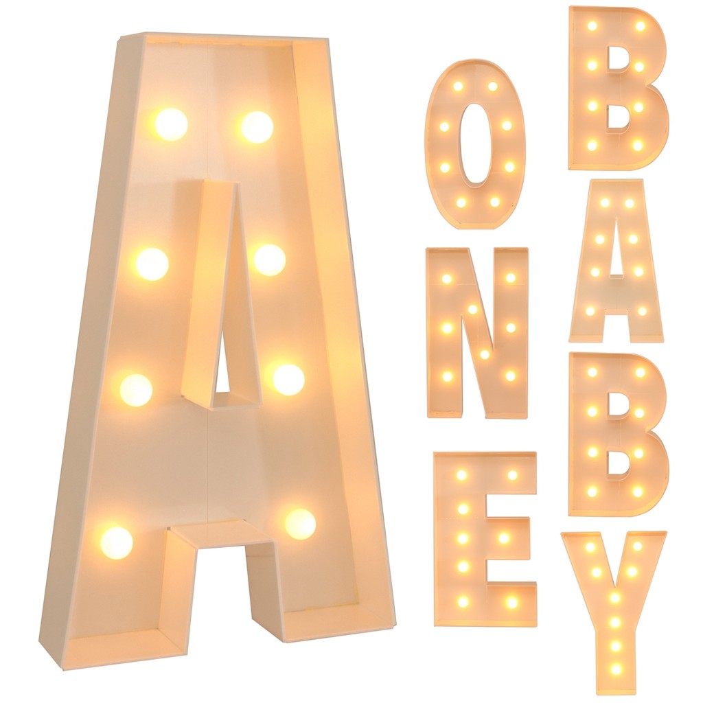 

91.5CM Giant Letter Led Light Frame Box Baby Shower Christmas 1st Birthday Wedding Party Decor DIY Name Balloon Filling Box