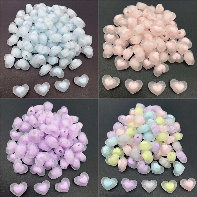 

15pcs/Lot 17mm Acrylic Beads Heart Shape Loose Spacer Beads For Jewelry Making DIY Charms Bracelet Necklace Accessories