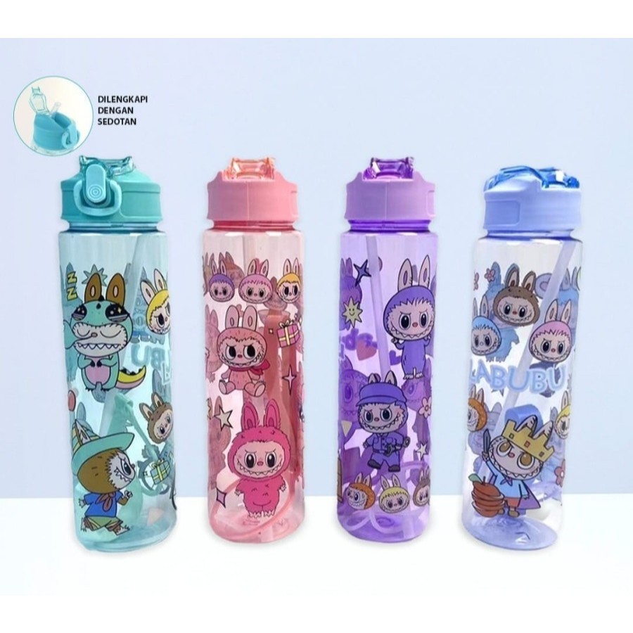 Botol Minum Transparant Labubu - Capybara 800ML - Botol Minum Transparan 800ML