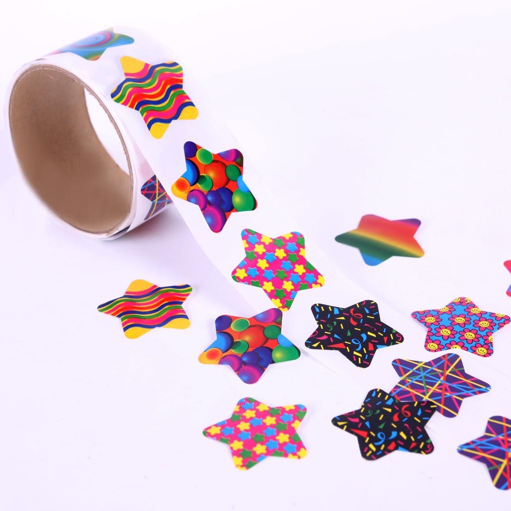 

One Roll Children Stationery Stickers Tape Creative School Reward Cute Pentagram Sticker 100pcs 3.8cm Kids Toy Stickers