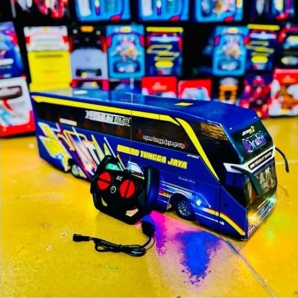 fg53ws Miniatur bus remote control, bus telolet basuri, bus remote control, ful aksesoris lampu