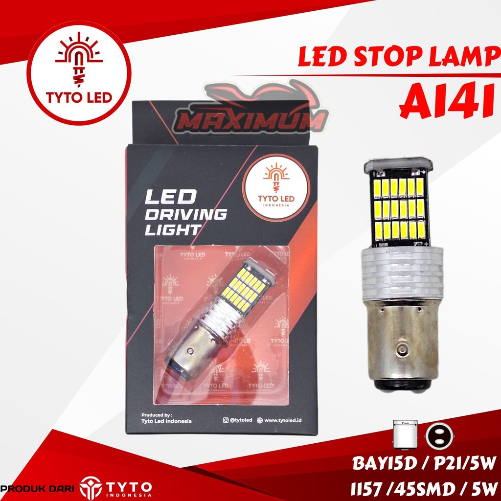 LAMPU LED BAY15D 1157 TYTO A141 LED STOP LAMP MOTOR 5WATT 45SMD PY21/5W DC