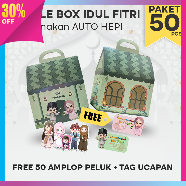 

Kado Pasangan Romantis Kreatif Unik Keren Murah / Gable Box Hampers Lebaran 50pcs/ Motif Rumah Idul Fitri / Parcel Hari Raya Anak Keponakan (Paket 50pcs)